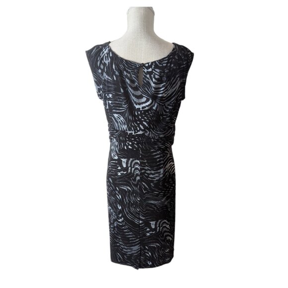 AB Studio Women's Large Gray Animal Print Knit Sheath Dress - Picture 4 of 5